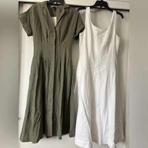 Olive and White Women's Dresses